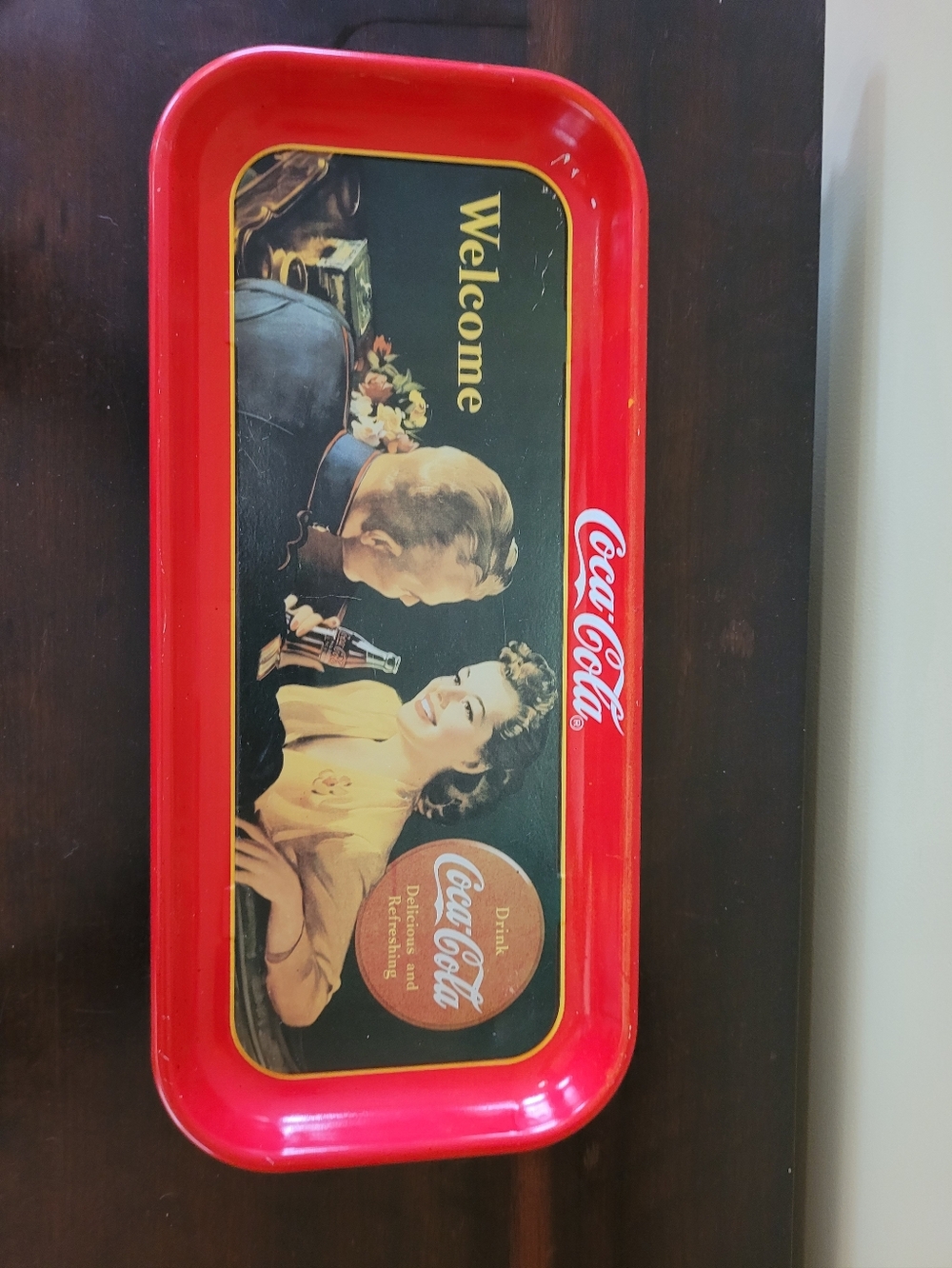 Coca-Cola Red Retro Serving Tray with Vintage Illustration